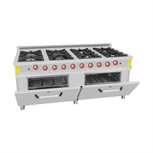 8 Ocaklı 2 Fırınlı Gazlı Kuzine 