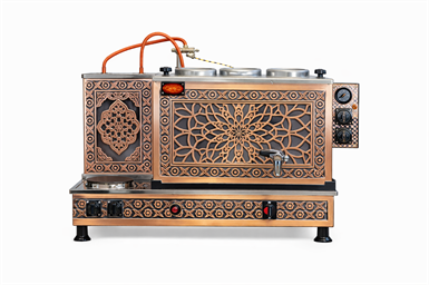 3 Demlikli Bakır Kahveci Ocağı Elektrikli Pleytli