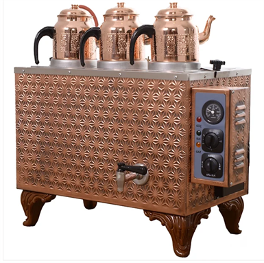 3 Demlikli Bakır Çay Kazanı (Elektrikli)