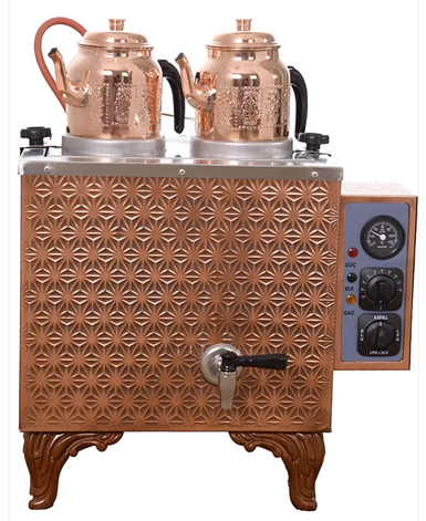 2 Demlikli Bakır Çay Kazanı (Elektrikli)