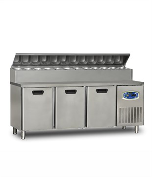 Üç Kapılı Alçak Monte Pizza Hazırlık Dolabı