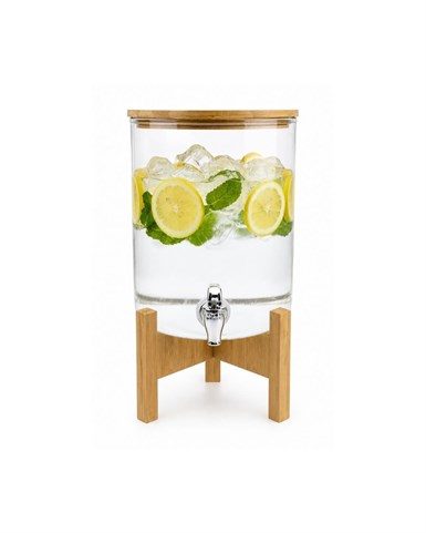 Biradlı Akasya Standlı Cam Dispenser (6,5 L)