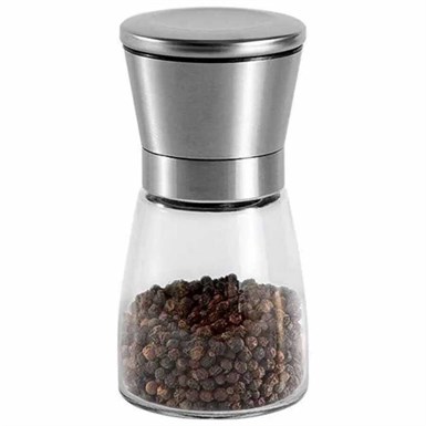 Epinox Tuz/Biber Değirmeni Çelik Kapak Cam Hazne 13 cm (CSM-130)