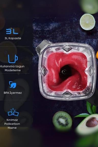 İndirim Vosco 3 Lt Dijital Bar Blender Pro Siyah