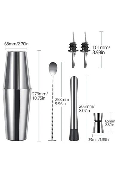 Vosco 6 Parça Avantajlı Kokteyl Set Boston Shaker (750ml)