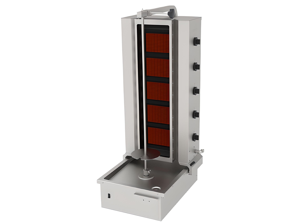 ADGC-5A Döner Ocağı Gazlı Camlı 5 Gözlü Alttan Motor Hareketli