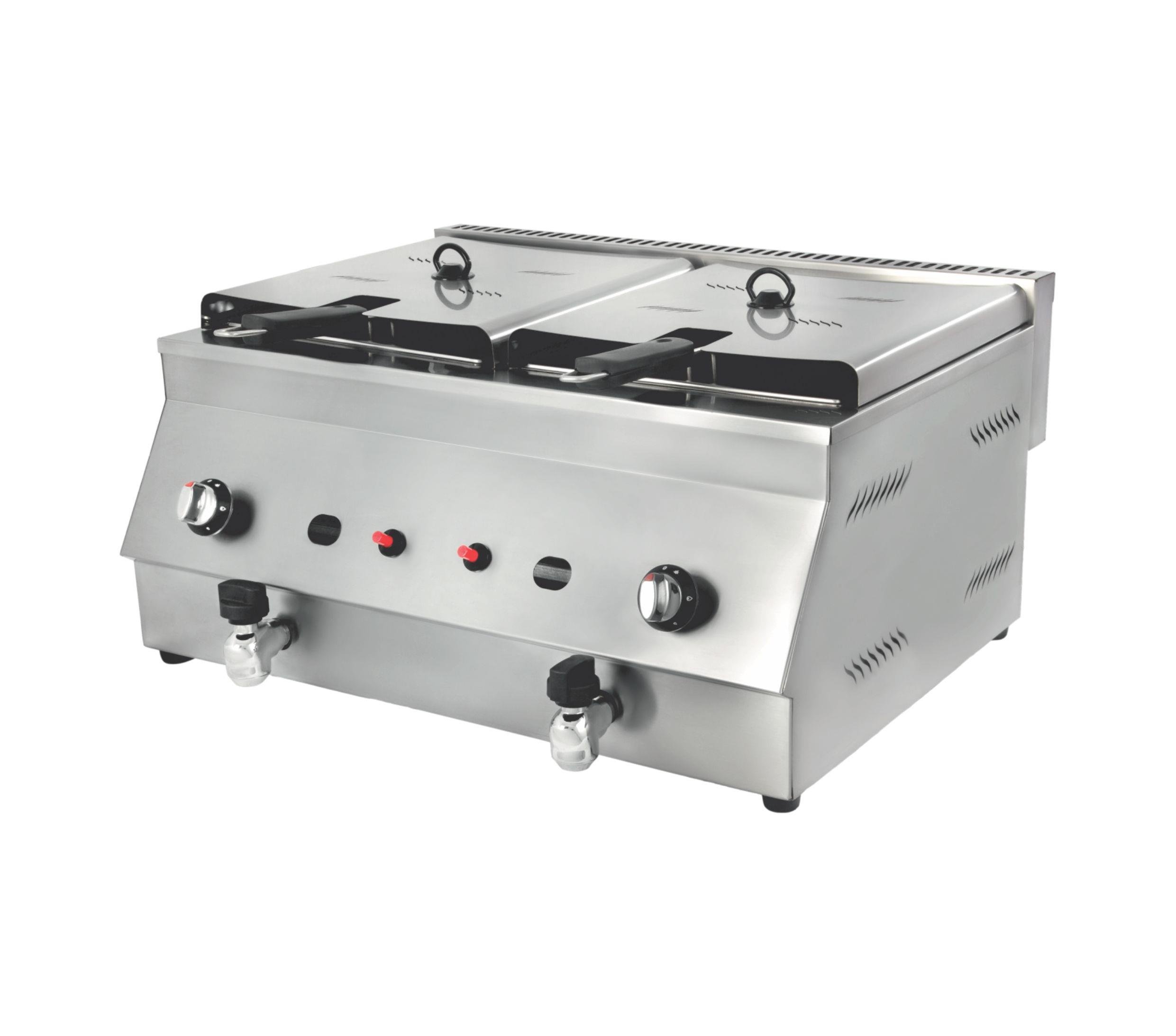 8+8 L Fritöz Tahliye Vanalı Gazlı CE