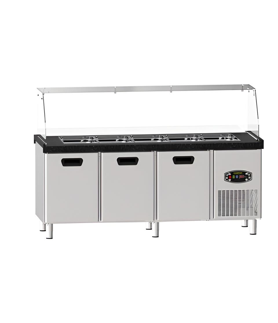 Tezgah Tipi Salata Bar, Isıtmalı, Üç Kapılı