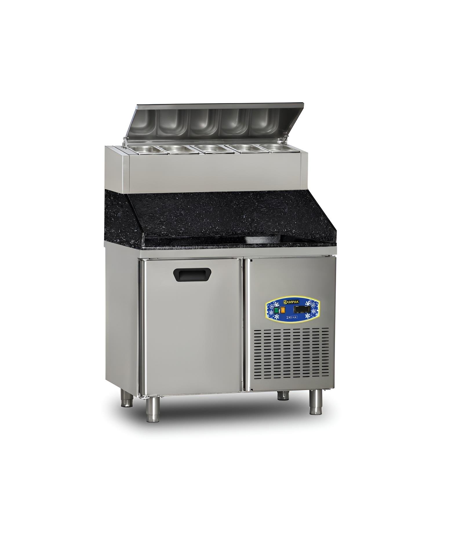 Granit Tablalı Pizza Hazırlık Buzdolabı Yüksek Model Tek Kapılı