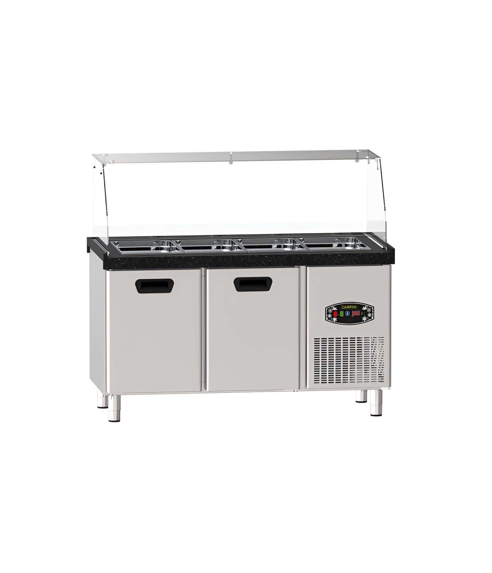 Tezgah Tipi Salata Bar, Isıtmalı, Çift Kapılı