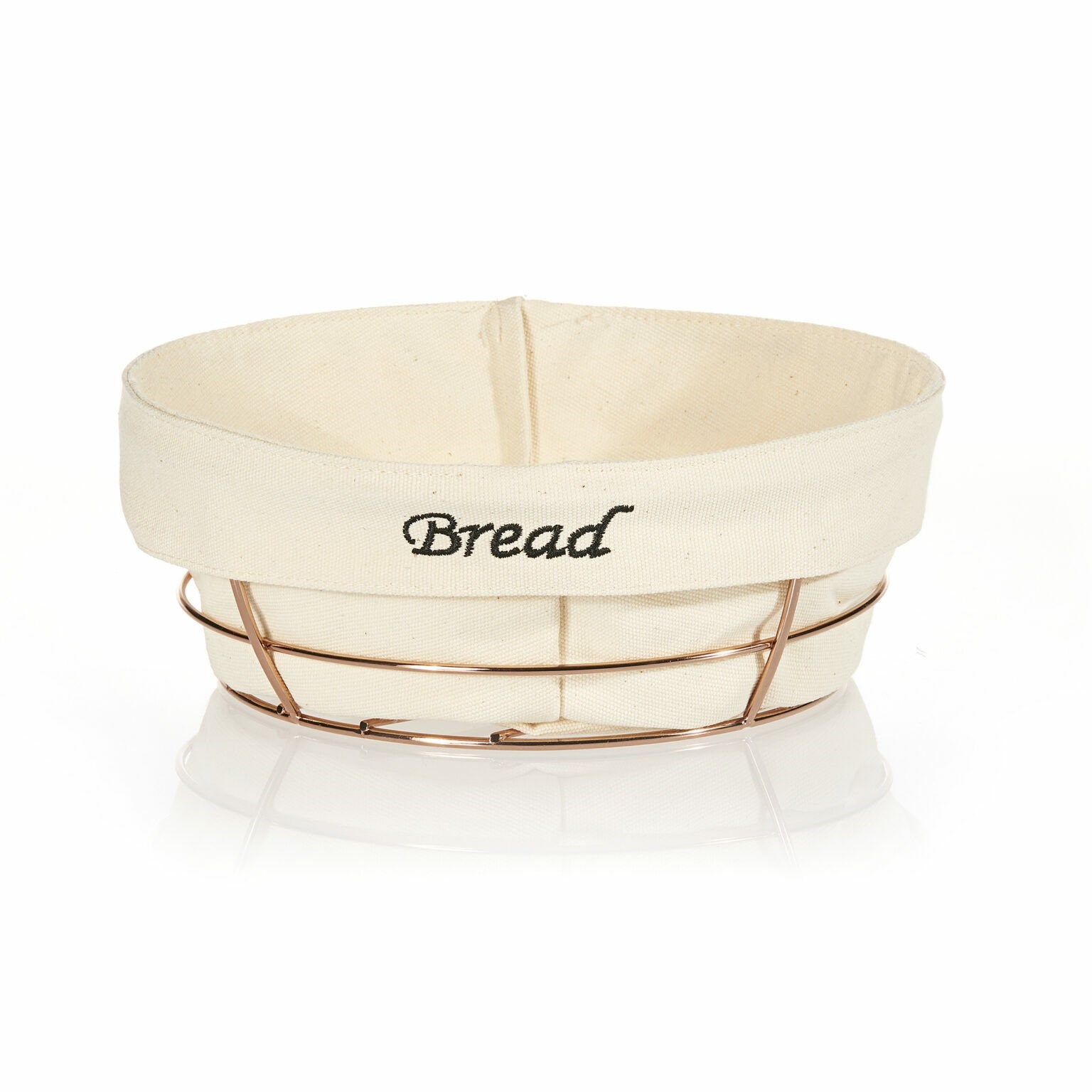 Biradlı Beyaz Bezli Yuvarlak Ekmek Sepeti Bakır Telli 23x23x8,5 cm-GIDA SERVİS EKİPMANLARI - Demasan
