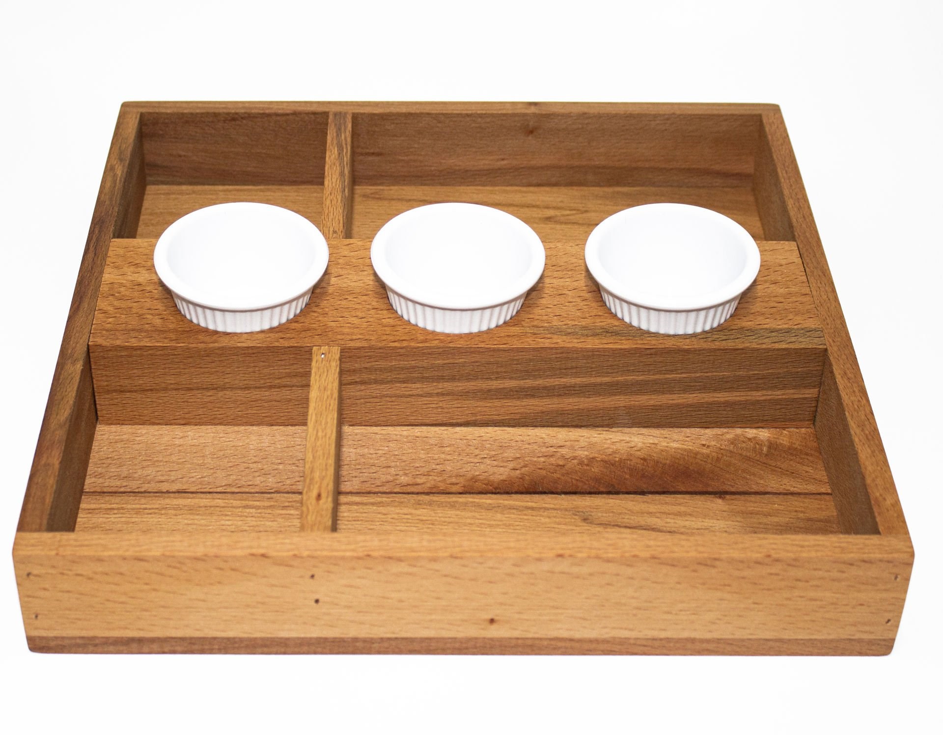 Biradlı Combo Ahşap Bölmeli Sunum Kasası (30x29 cm)-Sunum Tabakları ve Kaseler - Demasan
