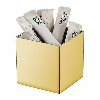 Biradlı Kare Çubuk Şekerlik Altın (304SS) (6x6 cm)-GIDA SERVİS EKİPMANLARI - Demasan
