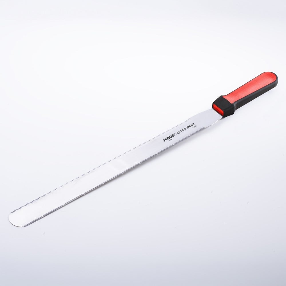 Creme DUO Pasta Bıçağı Çift Dişli 35 cm Kırmızı-EKMEK VE PASTACILIK BIÇAKLARI - Demasan
