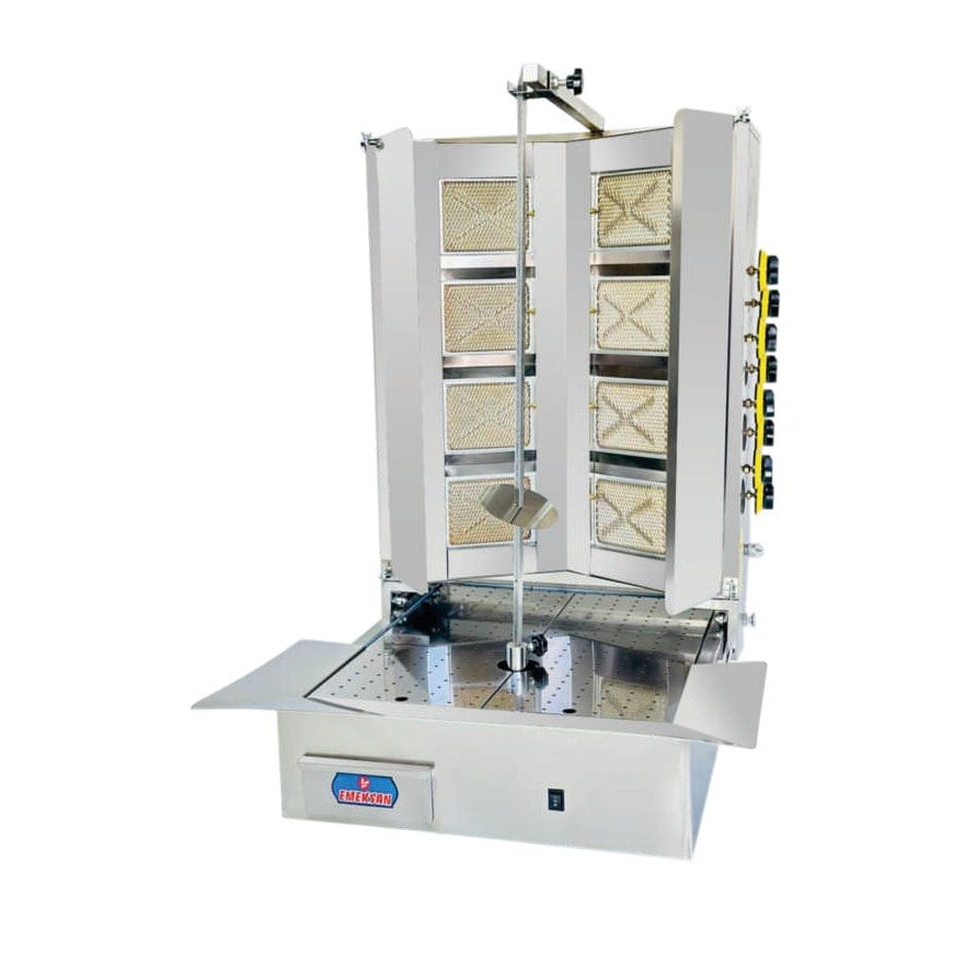 Emeksan 4+4 V Tipi Motorlu Döner Ocağı, 75x82x113 cm, 26 kW-ALTTAN MOTORLU DÖNER OCAKLARI  - Demasan
