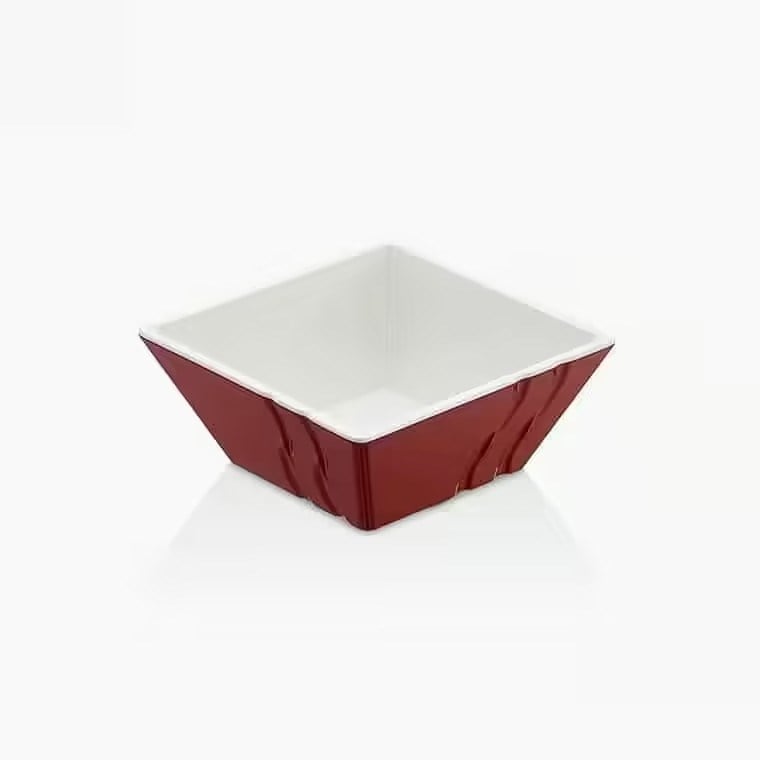 Gastro Boutique Bicolor Luxor Kase 13,8x13,8 cm 570 ml - Krem Beyaz - Kırmızı-Kırılmaz Kaseler - Demasan
