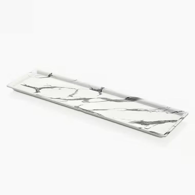 Gastro Boutique Mayamar Beyaz Mermer Dikdörtgen Platter 58x16 cm-Sunum Tabakları ve Kaseler - Demasan
