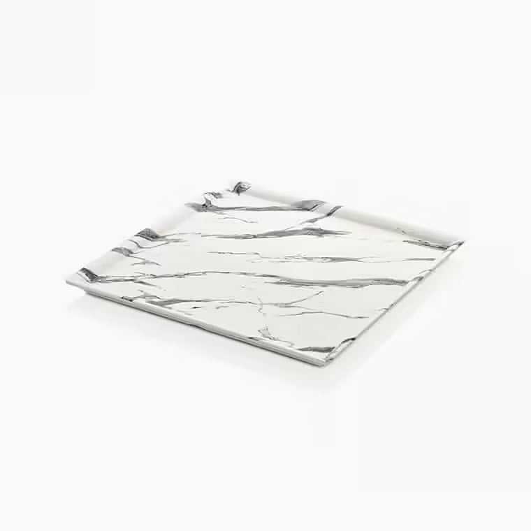 Gastro Boutique Mayamar Beyaz Mermer Kare Platter 35x35 cm-Sunum Tabakları ve Kaseler - Demasan
