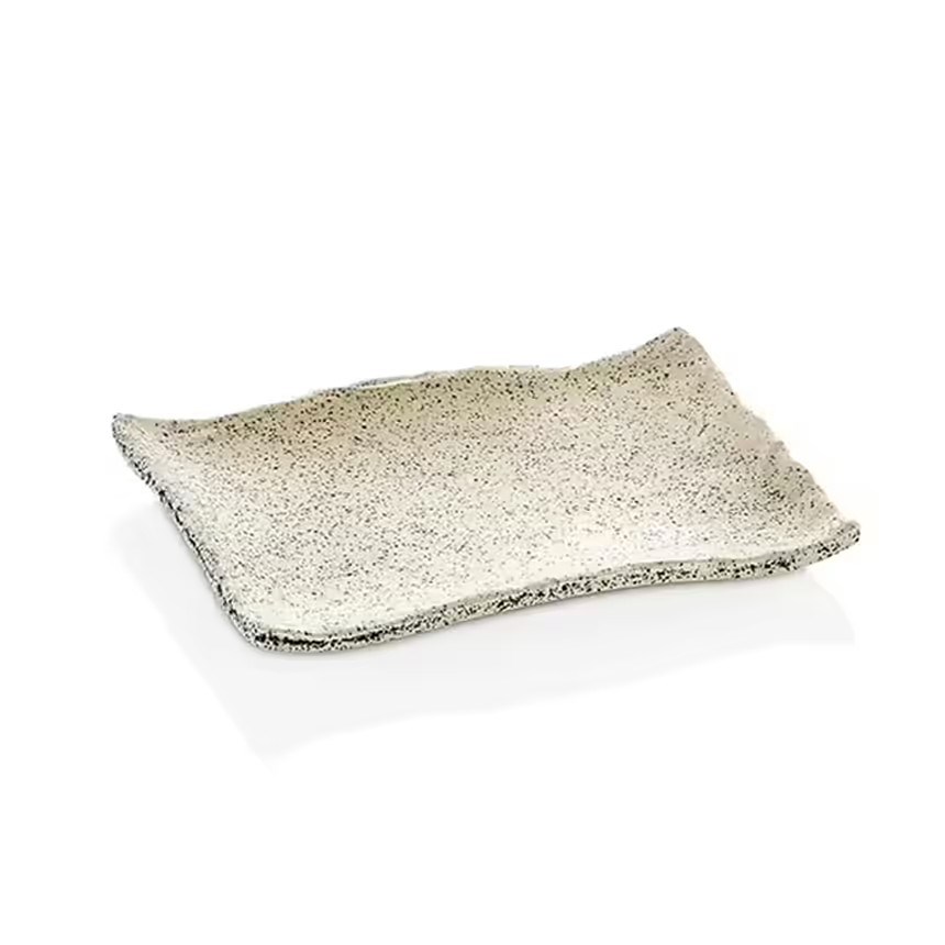 Gastro Boutique Terra Dikdörtgen Tabak 34,1x23,6 cm - Beyaz Granit-Kırılmaz Tabaklar - Demasan
