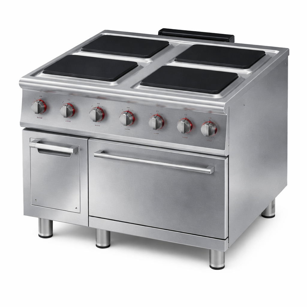 Gastrotech EKF9020K 4 Kare Pleytli Elektrikli Kuzine Fırınlı 900 Seri ELEKTRİKLİ KUZİNELER
