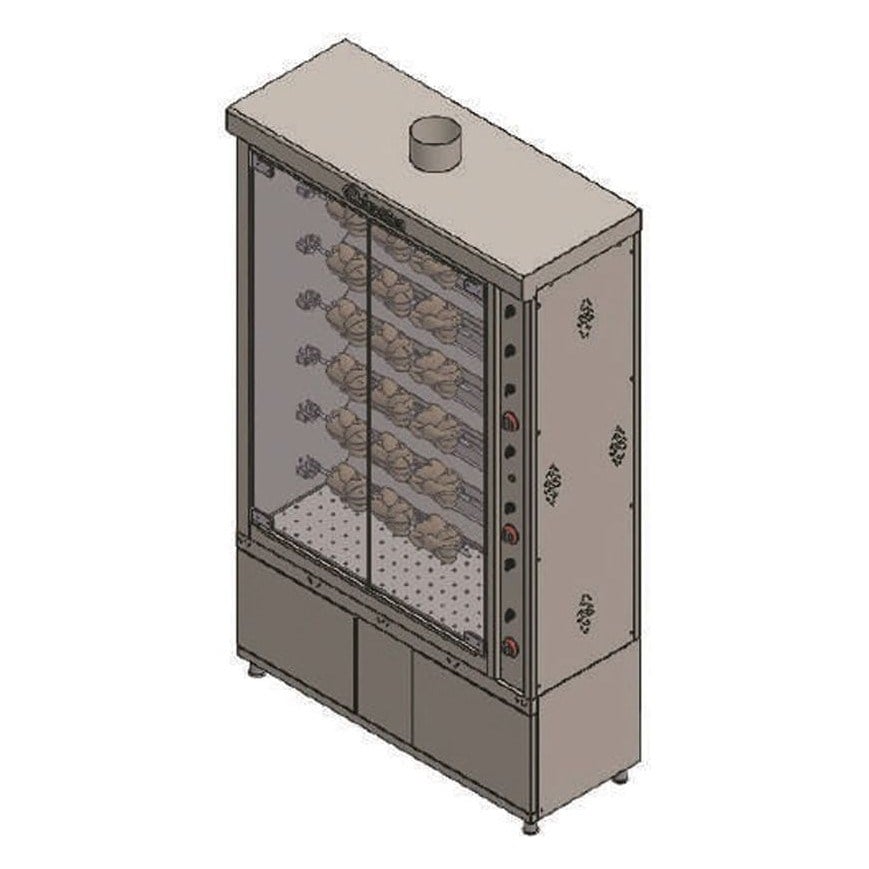 Himaksan VTPLÇE 6/30 Vitrin Tipi Piliç Çevirme Makinesi-Chicken Rotisseries and Horizantal Kebab Machine - Demasan
