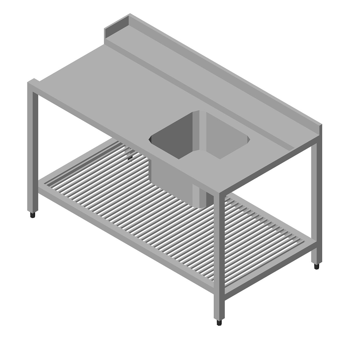 Öztiryakiler Bulaşık Yıkama Makinesi Giriş Alt Tablalı 1 Evyeli, Sağdan 160x75-Evyeli Çalışma Tezgahları - Demasan
