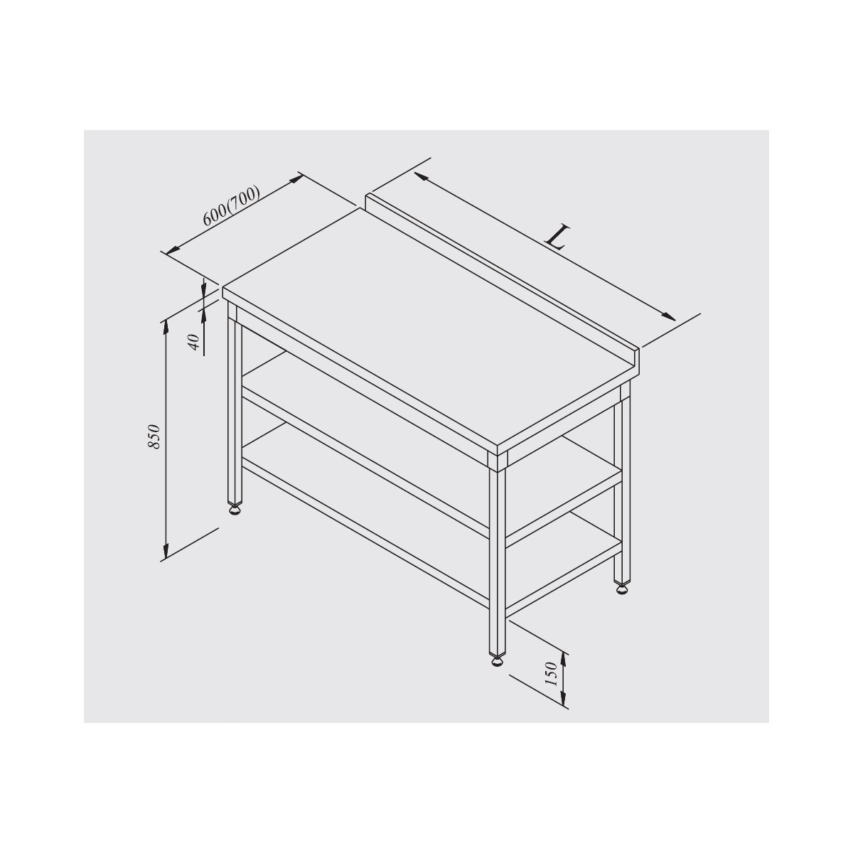 Öztiryakiler Çalışma Tezgah Ara Raflı Sırtlı 90x70-Standard Work Table - Demasan
