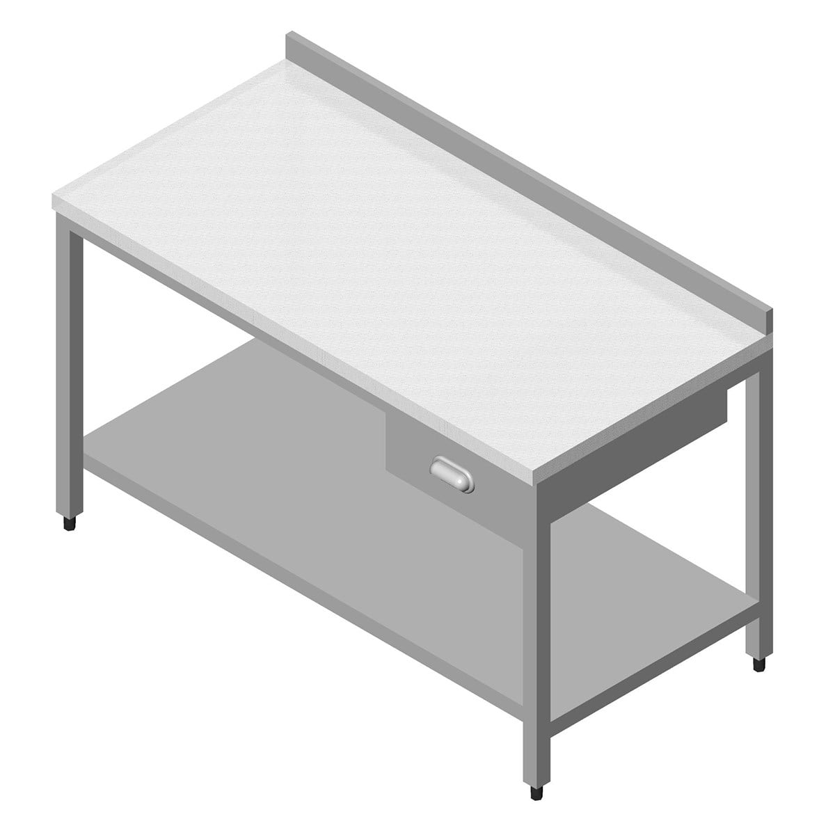 Öztiryakiler Çalışma Tezgah Polietilen Tablalı Taban Raflı Tek Çekmeceli 190x60-Polietilen Çalışma Tezgahları - Demasan

