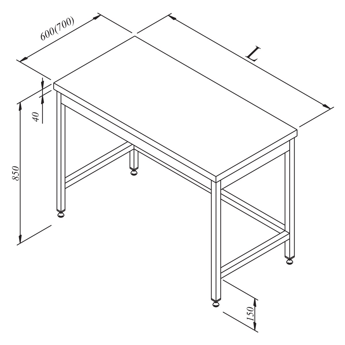 Öztiryakiler Çalışma Tezgah Taban Rafsız Sırtsız 120x60-Standard Work Table - Demasan
