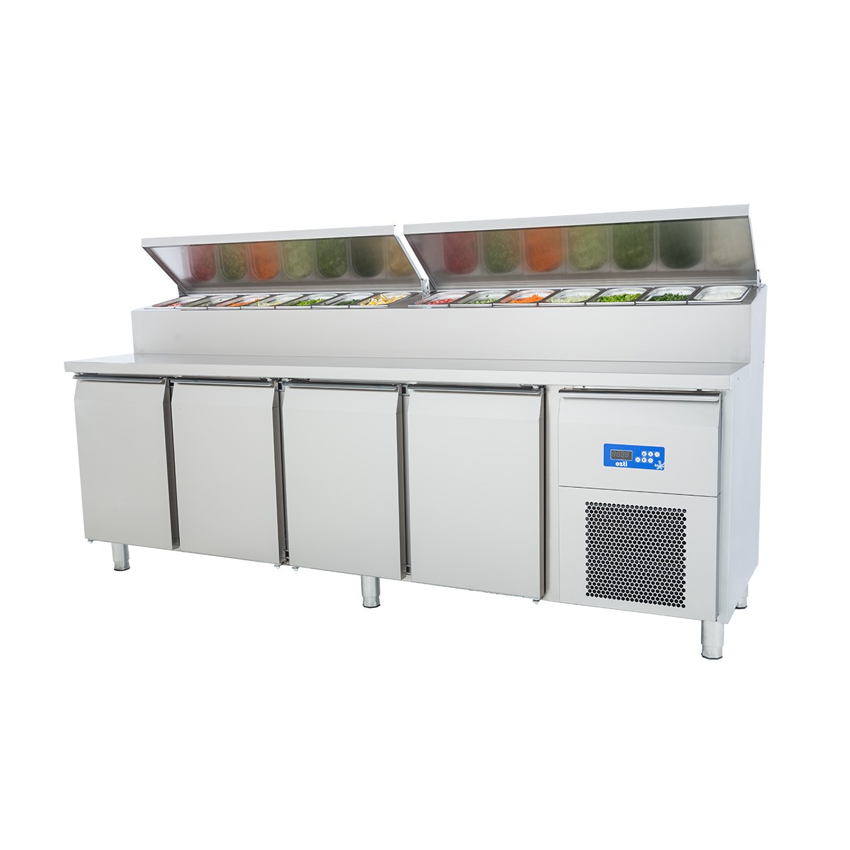 Öztiryakiler Dört İnoks Kapılı Buzdolabı Pizza Hazırlık Tablalı, 240x70 cm (TAG 470.S0 NTV)