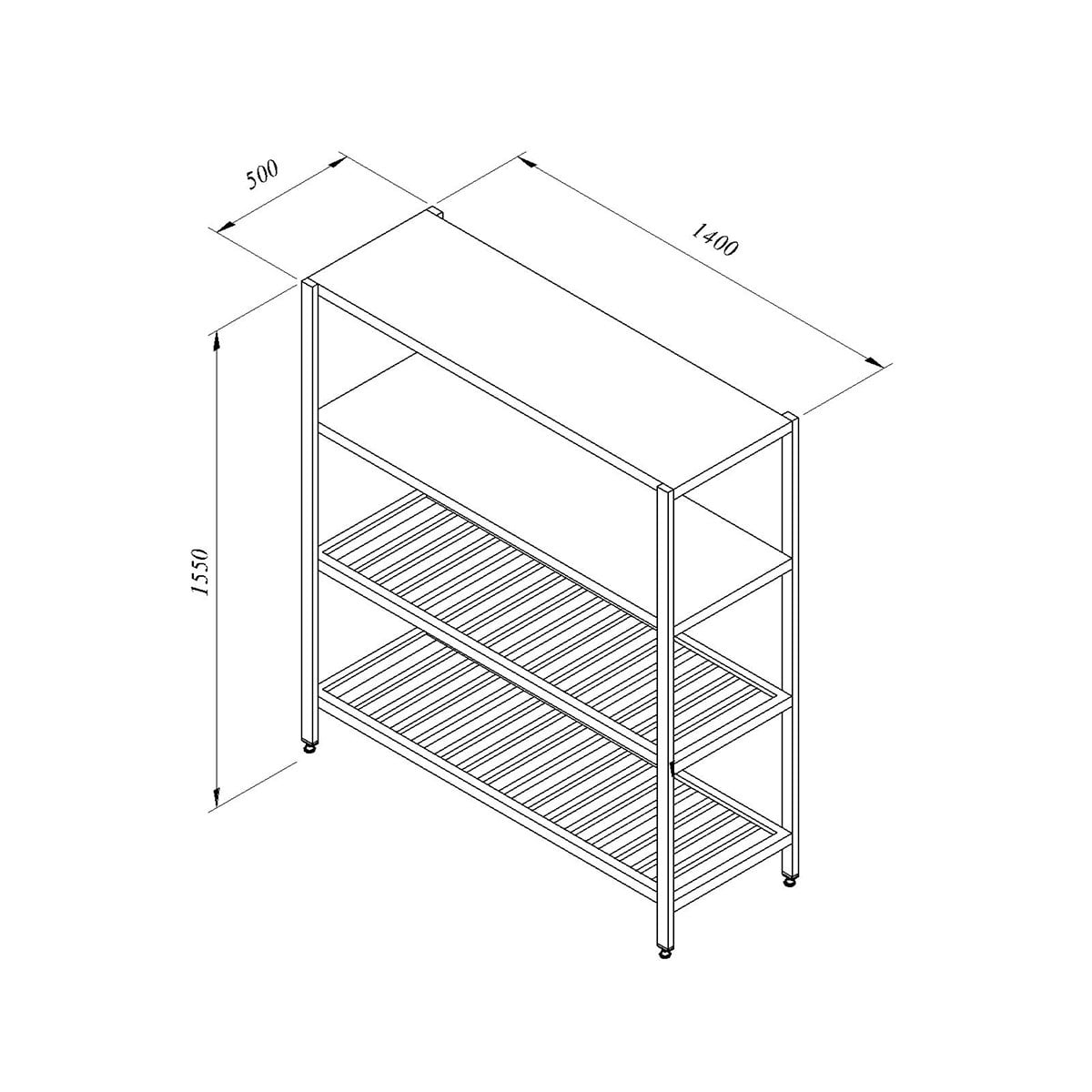 Öztiryakiler İstif Rafı 2 Düz,2 Izgara Tablalı 140x50-İSTİF RAFLARI - Demasan
