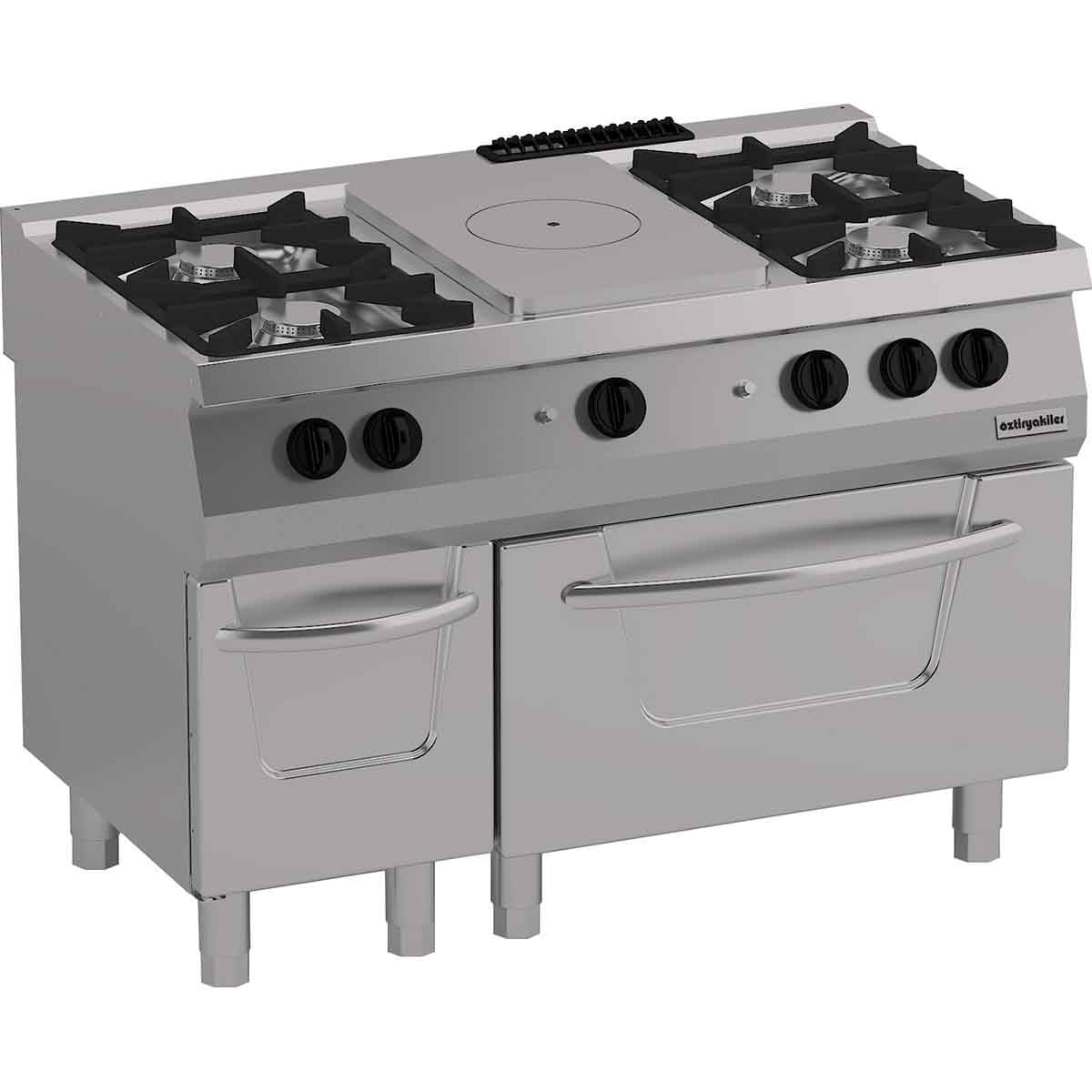 Öztiryakiler Kuzine Fırınlı 700 Seri Gazlı 6 Açık Ateş 120x70x85 (ls)-6x6 Kw+7 kW Gazlı Fırın
