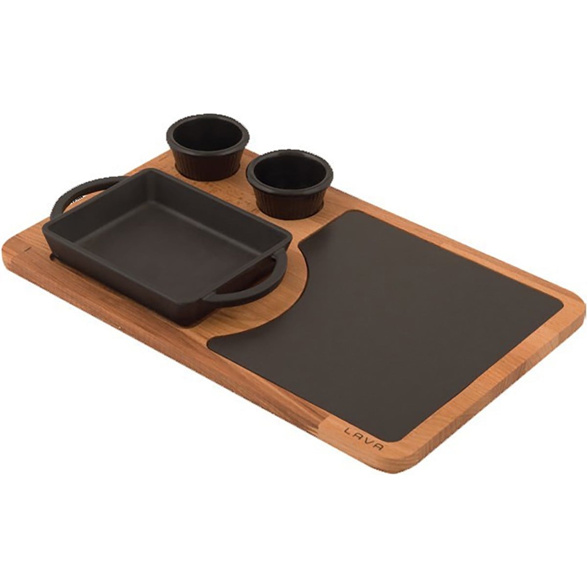 Öztiryakiler Lava Dikdörtgen Kulplu Tabak, Ahşap ve Döküm Demir Servis plakası. Ölçü 12x15cm. (Bu ürüne sos kapları dahil değildir) Lv Eco P Tv 1215 K-TENCERELER - Demasan
