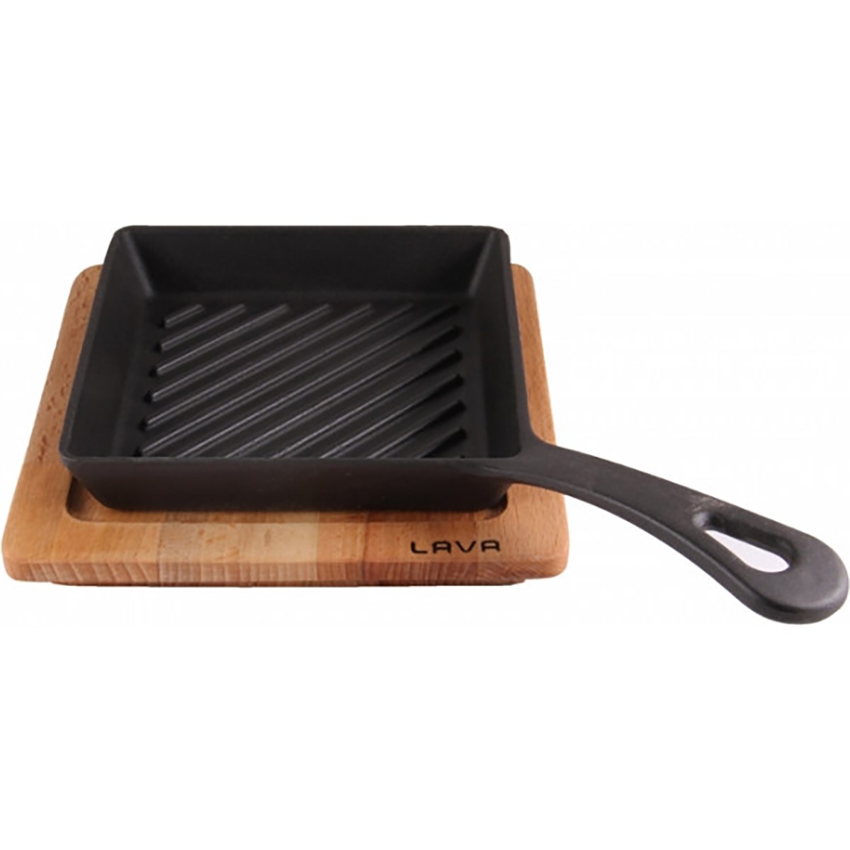 Öztiryakiler Lava Mini Izgara Tava, Saplı, Kare, Ahşap altlıklı. Ölçü 16x16cm. Lv Eco P Gt 1616 K4-TENCERELER - Demasan
