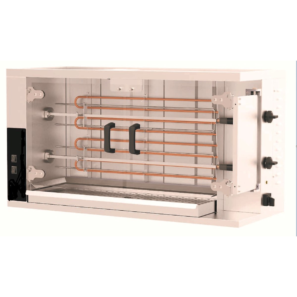 Öztiryakiler Pılıc Cevırme Makinası 2 Şiş 8-10 Pılıc Kapasıte Elektrikli-Chicken Rotisseries and Horizantal Kebab Machine - Demasan
