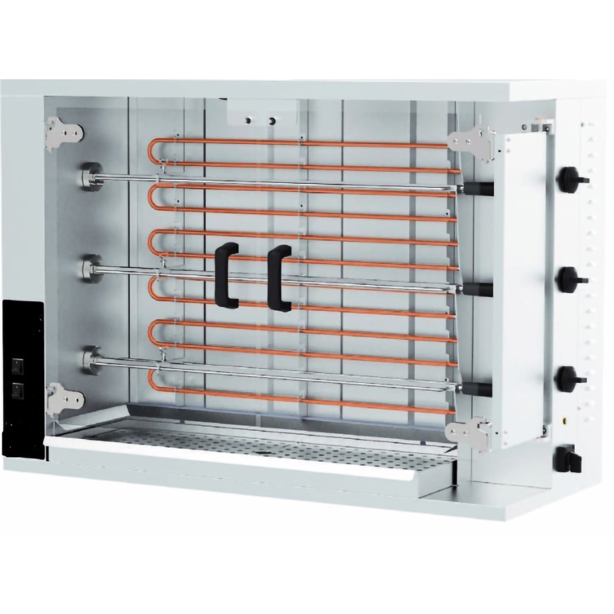 Öztiryakiler Pılıc Cevırne Makinası 3 Şiş 12-15 Pılıc Kapasıte Elektrikli-Chicken Rotisseries and Horizantal Kebab Machine - Demasan
