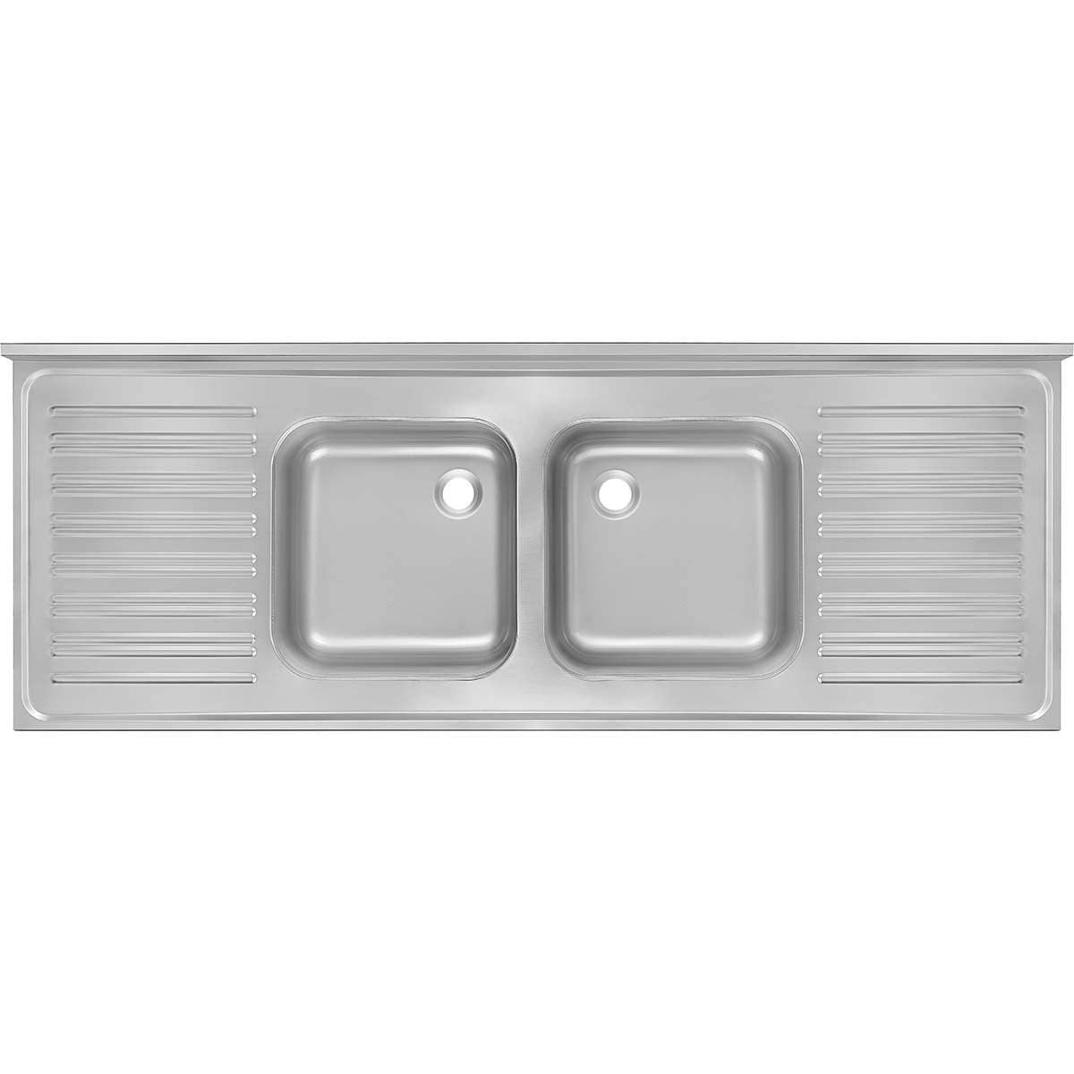 Öztiryakiler Tablalı Evye 160x60 Çift Göz Çift Damlalıklı 40x40x25 Gözlü 1,00 mm-Evye Tablaları ve Kazan Yıkama Evyeleri - Demasan
