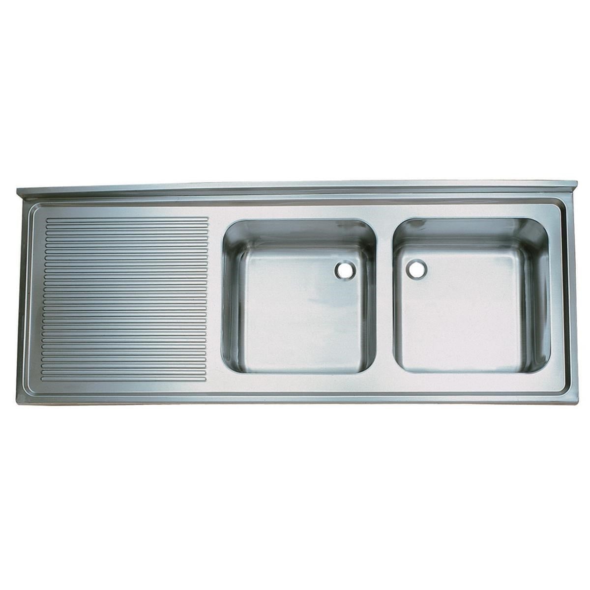 Öztiryakiler Tablalı Evye 210x70 Çift Göz Sol Damlalıklı 60x50x30 Gözlü 1,00 mm-Evye Tablaları ve Kazan Yıkama Evyeleri - Demasan
