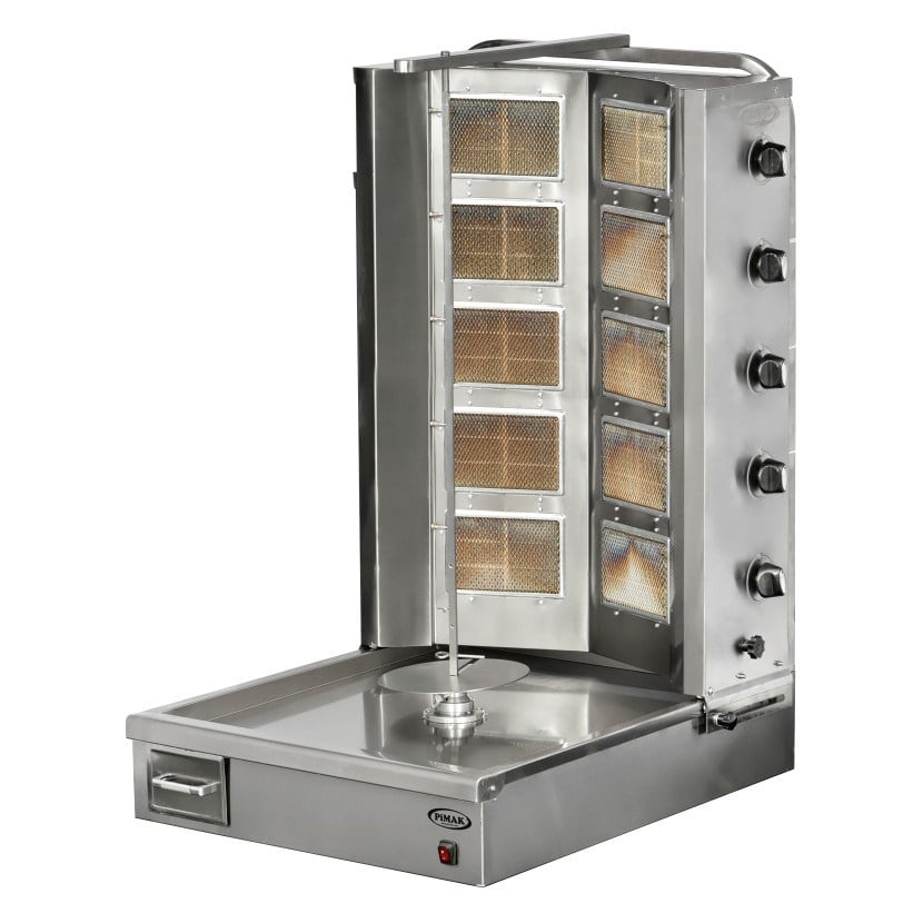 Pimak DO2/M077-5V Gazlı Döner Ocağı, V Tipi, Alttan Motorlu, 5+5 Radyanlı, 72x90x125 cm-ALTTAN MOTORLU DÖNER OCAKLARI  - Demasan
