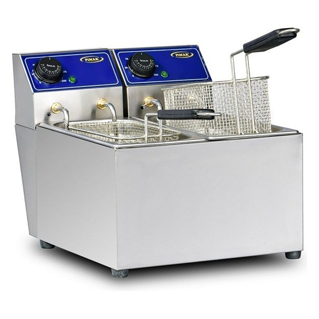Pimak M058 Elektrikli Ekonomik Fritöz, 3+3 Lt, 35x43x33,5 cm-ELEKTRİKLİ FRİTÖZLER - Demasan
