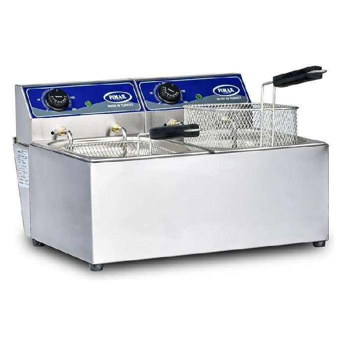Pimak M059 Elektrikli Ekonomik Fritöz, 5+5 Lt, 53x43x33,5 cm-ELEKTRİKLİ FRİTÖZLER - Demasan
