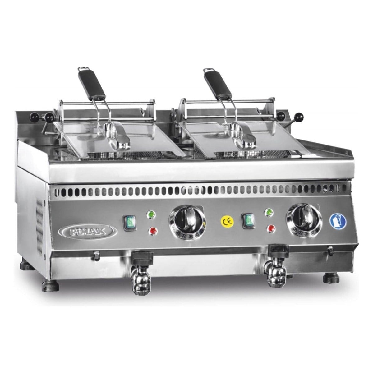 Pimak M169-1 Elektrikli Set Üstü Fritöz, 600 Seri, Musluklu, 10+10 Lt, 70x60x30 cm-ELEKTRİKLİ FRİTÖZLER - Demasan
