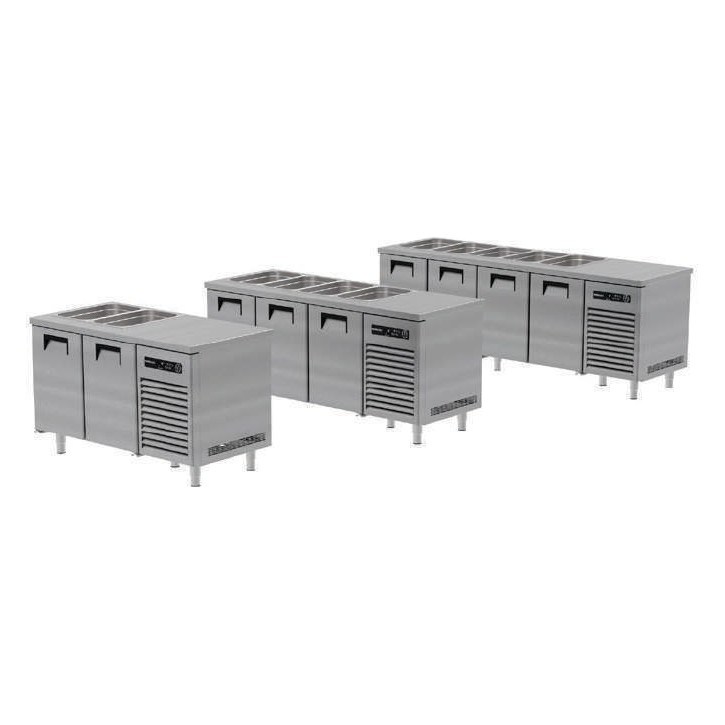 Portabianco ASBH-4N70E Soğuk Servis Buzdolabı, GN Havuzu Açık, 4 Kapılı, 233x70x85 cm, AISI 430-SOĞUK MEZE & KEBAP DOLAPLARI  - Demasan
