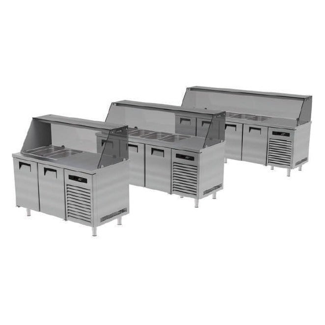 Portabianco ASBHG-2N70E Soğuk Servis Buzdolabı, Camlı, GN Havuzu Açık, 2 Kapılı, 140x60x85/130 cm, AISI 430-SOĞUK MEZE & KEBAP DOLAPLARI  - Demasan
