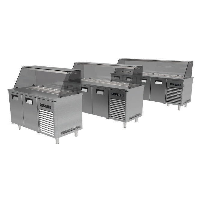 Portabianco SBHKG-3N70E Soğuk Servis Buzdolabı, Camlı, GN Havuzu Kapalı, 3 Kapılı, 186,5x70x85/130 cm, AISI 430-SOĞUK MEZE & KEBAP DOLAPLARI  - Demasan
