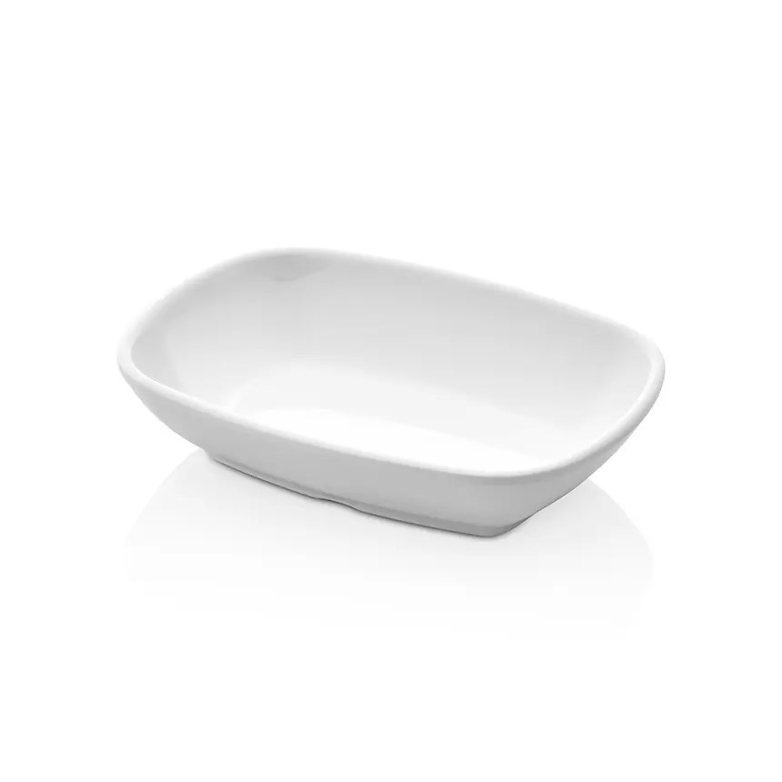 Thermoset International Kare Kayık Tabak 14,4 x 10,5 cm - Porselen Beyazı-Kırılmaz Tabaklar - Demasan

