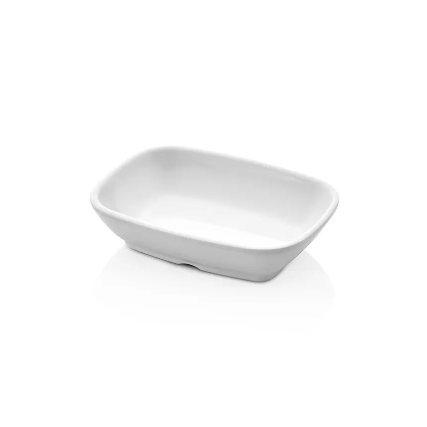 Thermoset International Kare Kayık Tabak 12 x 9 cm - Porselen Beyazı-Kırılmaz Tabaklar - Demasan
