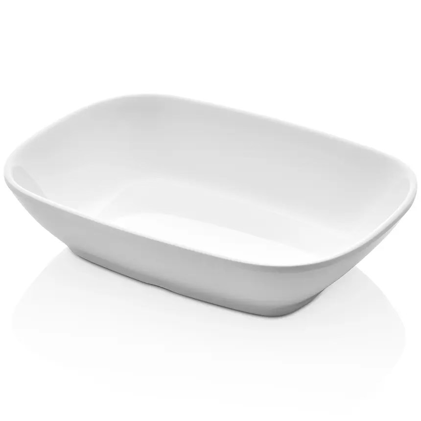 Thermoset International Kare Kayık Tabak 20 x 14,5 cm - Porselen Beyazı-Kırılmaz Tabaklar - Demasan
