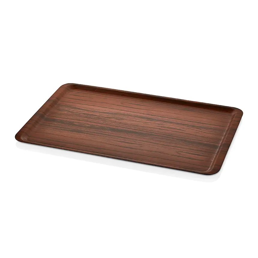 Thermoset Lamine Dikdörtgen Tepsi Ceviz 48 x 75 cm-Kırılmaz Sürahi ve Tepsiler - Demasan
