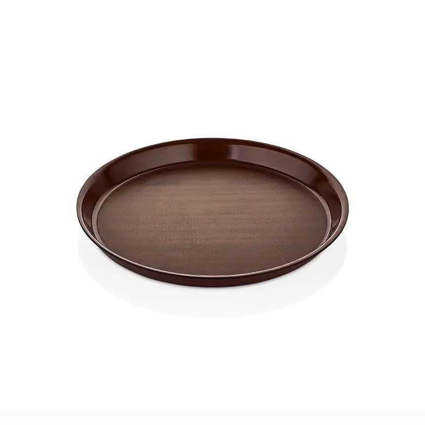 Thermoset Lamine Kaymaz Derin Yuvarlak Tepsi Maun Ø 36 cm-Kırılmaz Sürahi ve Tepsiler - Demasan
